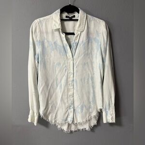 Velvet Heart tie-dye button-up raw hem shirt. Size Small
